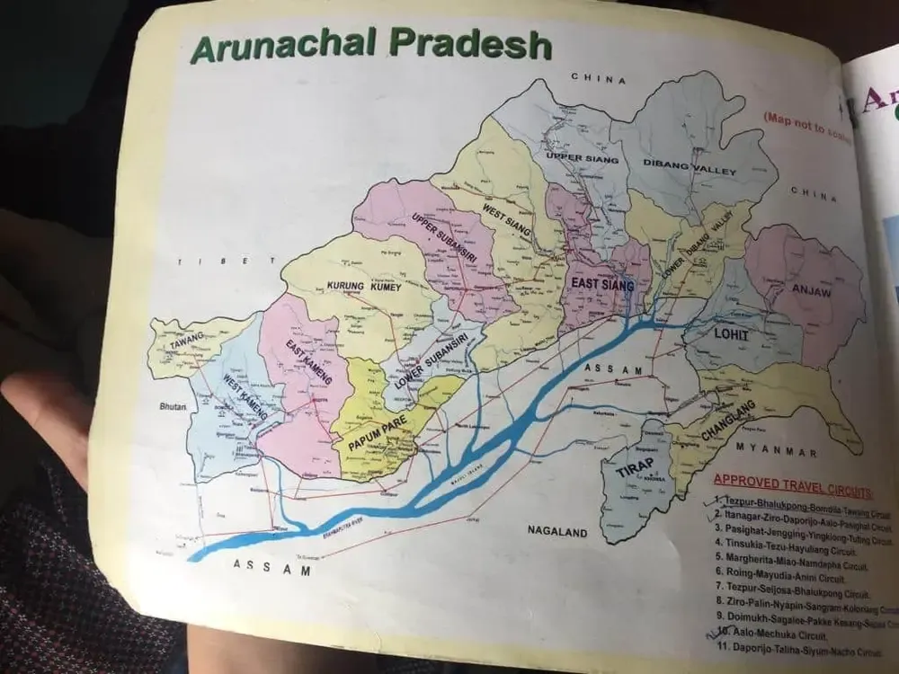 Mapa de Arunanchal Pradesh