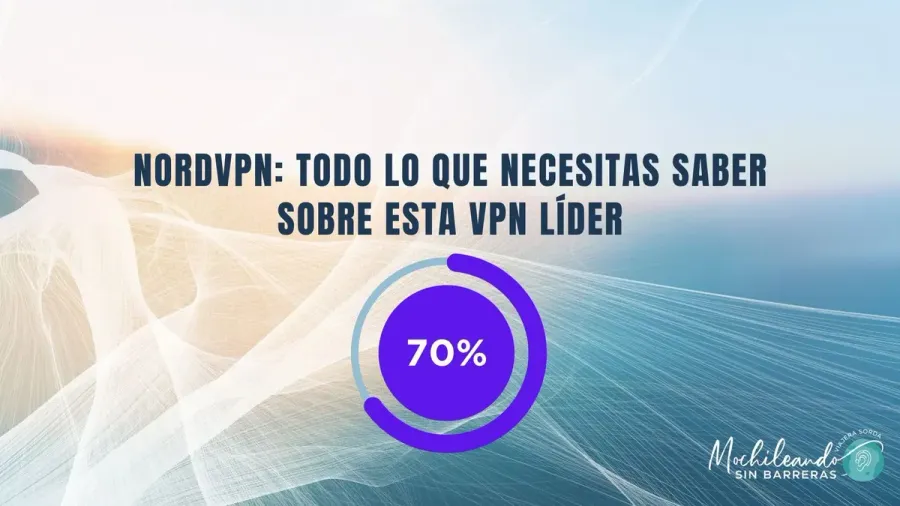 Portada «NordVPN: todo lo que necesitas saber sobre esta VPN líder» con un círculo del 70 %