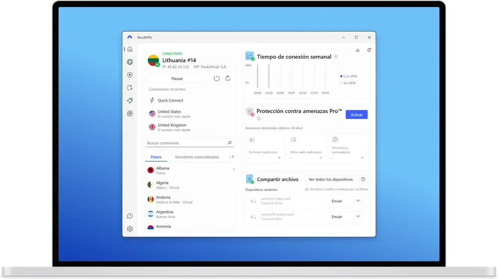 Conexión NOrdVPN desde lituania