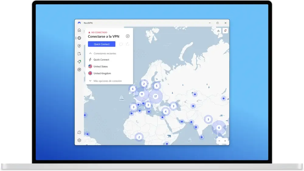muchos paises para conectarte con NordVPN
